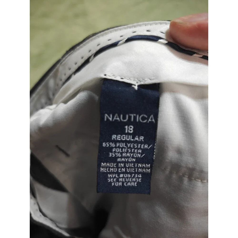 NWT Nautica Dress Blues Charcoal Gray Pleated Front Cuffed Pants Boys Size 18 R
